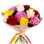 15 multi-colored roses in paper