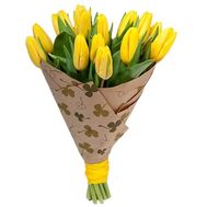 15 yellow tulips in paper