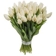 Snow-white tulips in a bouquet