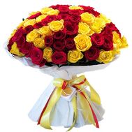 Букет із 101 червоної і жовтої троянди
