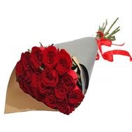 Bouquet of red roses in paper