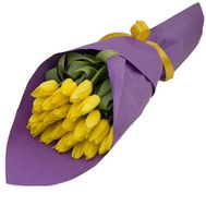 Beautiful bouquet of yellow tulips
