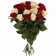 Amazing bouquet of red and cream roses