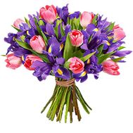 Весняний букет тюльпанів та ірисів