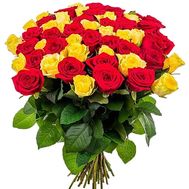 Bright bouquet of 51 roses