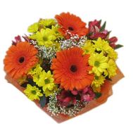 Букет із 3 гербер, 3 хризантем і 3 альстромерій