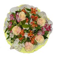 Букет із 6 альстромерій і 5 троян