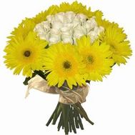 Букет із 15 троянд і 10 гербер