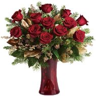 Букет із 15 червоних троянд