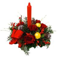 Букет із 5 троянд і свічки