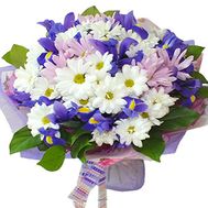 Букет із 8 хризантем і 7 ?ірисів