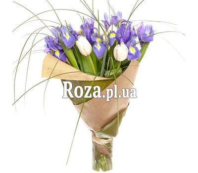 Білі тюльпани і іриси в букеті Білі тюльпани і іриси в букеті