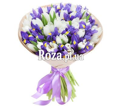 Великий букет із тюльпанів та ірисів Великий букет із тюльпанів та ірисів