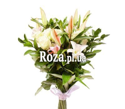 Букет із білих троянд і лілій Букет із білих троянд і лілій