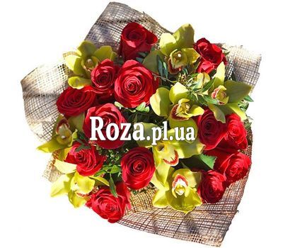 Букет із 8 орхідей і 13 троянд Букет із 8 орхідей і 13 троянд