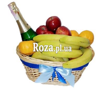 Фрукти та шампанське в кошику Фрукти та шампанське в кошику
