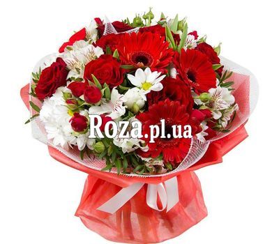 Червоно-білий букет квітів Червоно-білий букет квітів