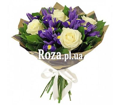 A small bouquet with irises A small bouquet with irises