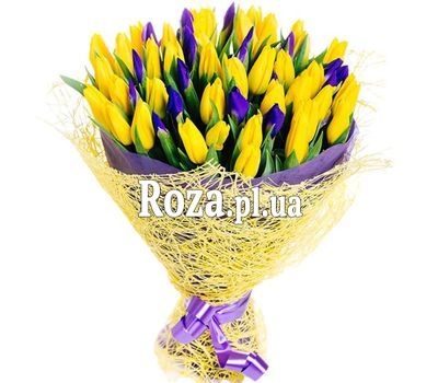 A charming bouquet of tulips and irises A charming bouquet of tulips and irises