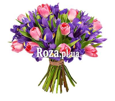Весняний букет тюльпанів та ірисів Весняний букет тюльпанів та ірисів