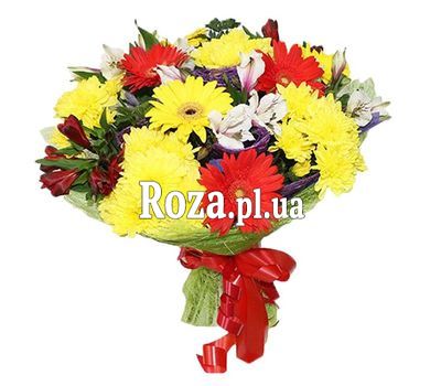Букет із 3 гербер, 3 хризантем і 3 альстромерій Букет із 3 гербер, 3 хризантем і 3 альстромерій