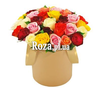 Bouquet of multicolored roses in a box Bouquet of multicolored roses in a box