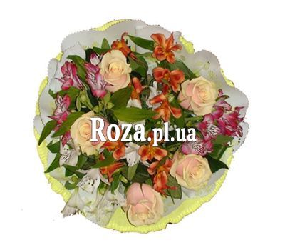 Букет із 6 альстромерій і 5 троян Букет із 6 альстромерій і 5 троян