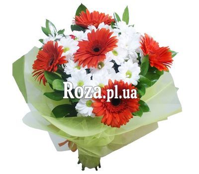 Букет із 4 хризантем 5 гербер Букет із 4 хризантем 5 гербер