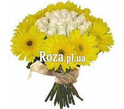 Букет із 15 троянд і 10 гербер Букет із 15 троянд і 10 гербер