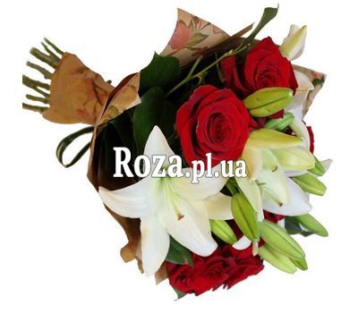 Букет із 7 троянд і 2 лілій Букет із 7 троянд і 2 лілій