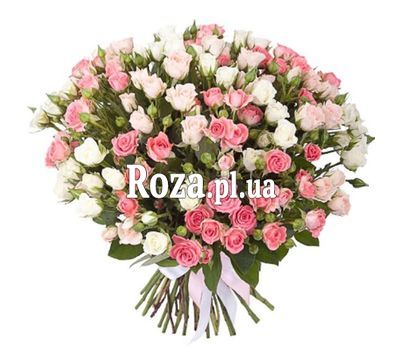 Букет із 55 рожевих і кремових троянд Букет із 55 рожевих і кремових троянд