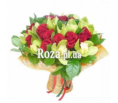 Букет із 11 орхідей і 16 троян Букет із 11 орхідей і 16 троян