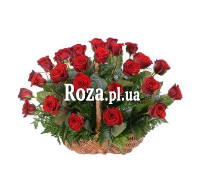 Кошик з 25 червоних троянд Кошик з 25 червоних троянд