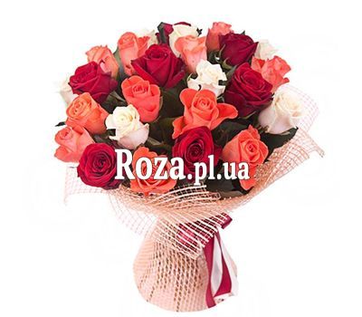 Букет із 25 різнокольорових троянд Букет із 25 різнокольорових троянд
