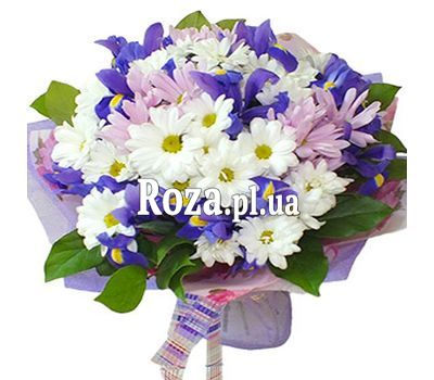 Bouquet with 8 chrysanthemums and 7 irises Bouquet with 8 chrysanthemums and 7 irises